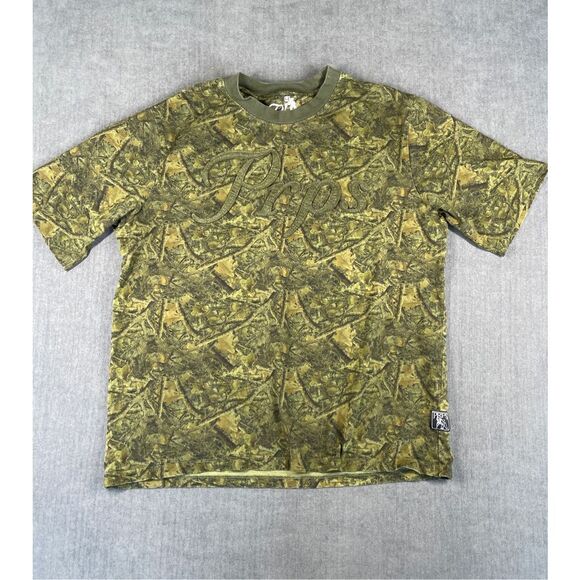 PRPS T Shirt Men M Green Camo Woodland Designer Streetwear Y2K Skater Style - Picture 1 of 8